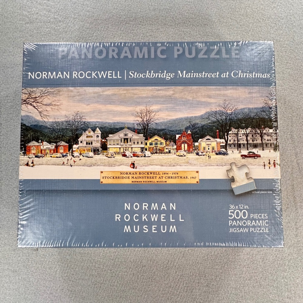 Norman Rockwell Stockbridge Mainstreet at Christmas 500 Piece Panoramic Puzzle